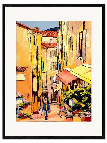Impression artistique encadrée Ruelle à la lumière du soir