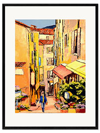 Impression artistique encadrée Ruelle à la lumière du soir