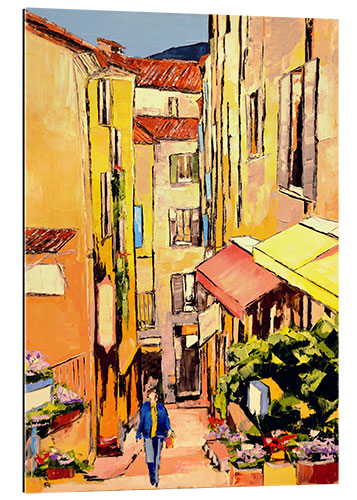 Quadro em plexi-alumínio Market lane in the evening light