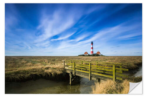 Självhäftande poster Westerhever lighthouse Sankt Peter Ording