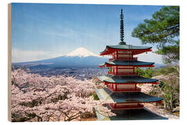 Quadro de madeira Chureito Pagoda in Yamanashi