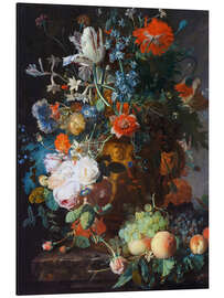 Aluminium print Still Life with Flowers and Fruit