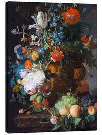 Lienzo  Bodegón con flores y frutas - Jan van Huysum