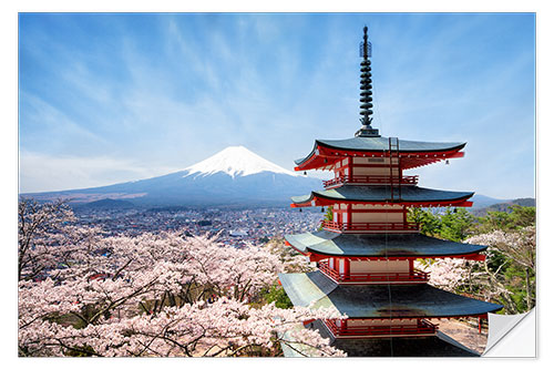 Selvklebende plakat Chureito Pagoda in Yamanashi Japan