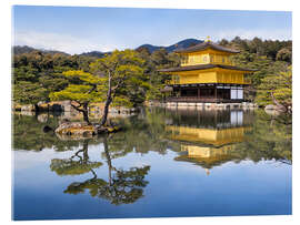 Acrylglasbild Goldener Kinkakuji Tempel und Garten im Sommer in Kioto Japan