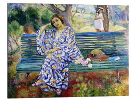 Gallery print Young woman sitting on a bench