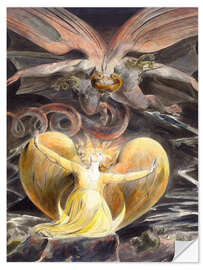 Wandsticker Der große rote Drache und die Frau mit Sonne I