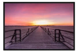 Gerahmter Kunstdruck Langer Steg am Strand von St Peter Ording