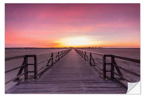 Naklejka na ścianę Long jetty at the beach of St. Peter Ording