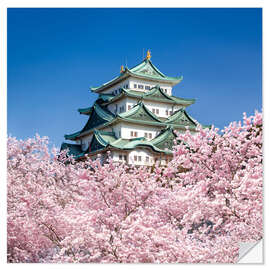 Wall sticker Nagoya castle with cherry blossom in spring