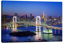 Leinwandbild Tokyo Rainbowbridge mit Tokyo tower bei Nacht