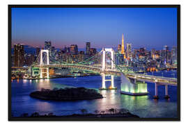 Gerahmter Kunstdruck Tokyo Rainbowbridge mit Tokyo tower bei Nacht