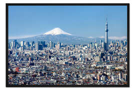 Gerahmter Kunstdruck Tokyo Skyline mit Fuji und Skytree und Shinjuku