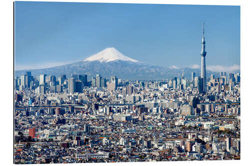 Quadro em plexi-alumínio Tokyo Skyline with Mt Fuji and Skytree and Shinjuku