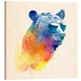 Wood print Pop Art Bear