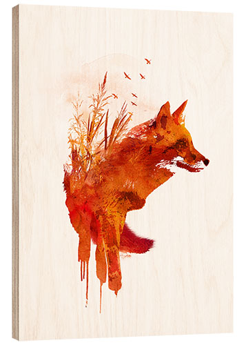 Wood print Fox from Lake Balaton