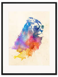 Gerahmter Kunstdruck Bunter Löwe