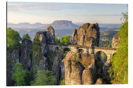 Alubild Basteibrücke in der Sächsischen Schweiz am Morgen