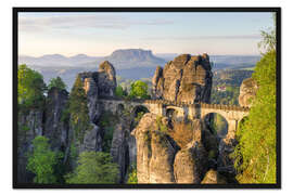 Gerahmter Kunstdruck Basteibrücke in der Sächsischen Schweiz am Morgen