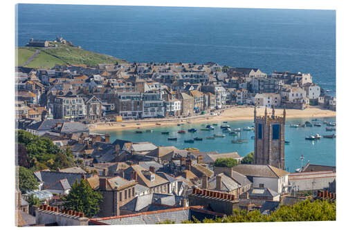 Tableau en verre acrylique Overlooking St. Yves in Cornwall, Engalnd)