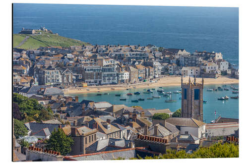 Aluminium print Overlooking St. Yves in Cornwall, Engalnd)