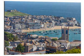 Alubild Blick auf Altstadt und Hafen von St. Ives, Cornwall (England)