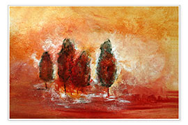 Print  red Landscape - Tina Melz