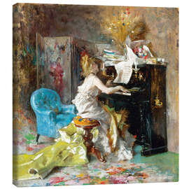 Stampa su tela  Donna al pianoforte - Giovanni Boldini