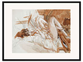 Gerahmter Kunstdruck Liegende Dame