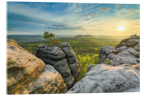 Cuadro de metacrilato Sunset on Gohrisch in Saxon Switzerland