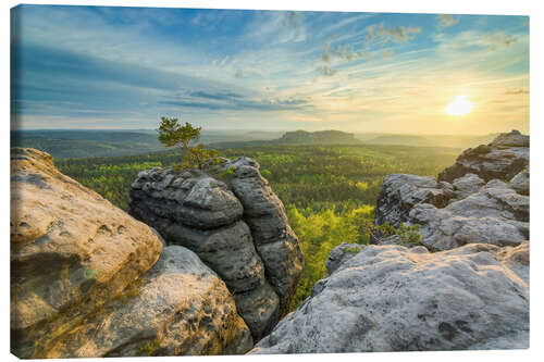 Lienzo Sunset on Gohrisch in Saxon Switzerland