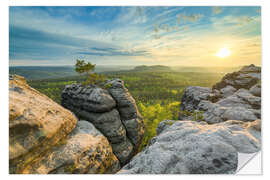 Naklejka na ścianę Sunset on Gohrisch in Saxon Switzerland