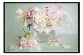 Gerahmter Kunstdruck Stillleben mit Pfingstrosen