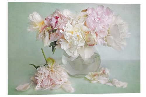 Foam board print still life with peonies