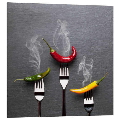 Foam board print Steaming Colourful Chili Peppers