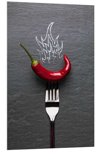 Foam board print red chili peppers with fire