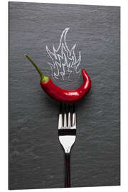 Magnettafel Rote Chili Schote mit Feuer