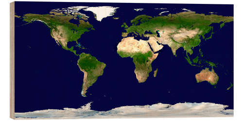 Holzbild Topographische Weltkarte