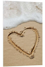 Foam board print Heart drawn in sand