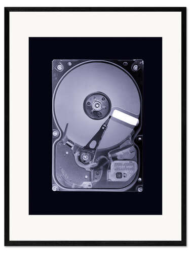Innrammet kunsttrykk Computer hard disk, simulated X-ray