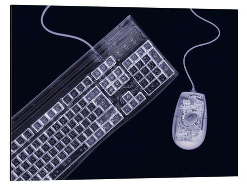 Quadro em alumínio Keyboard and mouse, simulated X-ray