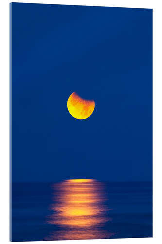 Acrylic print Partially eclipsed setting moon