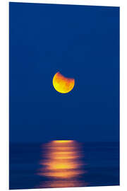 Foam board print Partially eclipsed setting moon