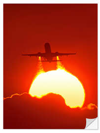 Sticker mural Boeing 737 taking off at sunset