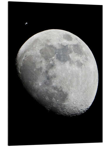 Quadro em alumínio Estação Espacial Internacional e a Lua