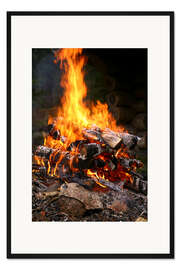 Gerahmter Kunstdruck Holzfeuer