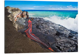 Gallery print Lava flowing into ocean, Hawaii