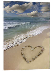 Akryylilasitaulu  Heart-shape on a beach - Tony Craddock