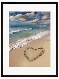 Gerahmter Kunstdruck Herz am Strand