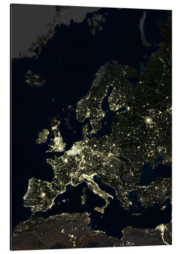 Aluminium print Europe at night